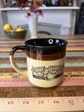 Vintage 1984 Hardee's Advertising Rise and Shine Ceramic Coffee Mug Tea Cup